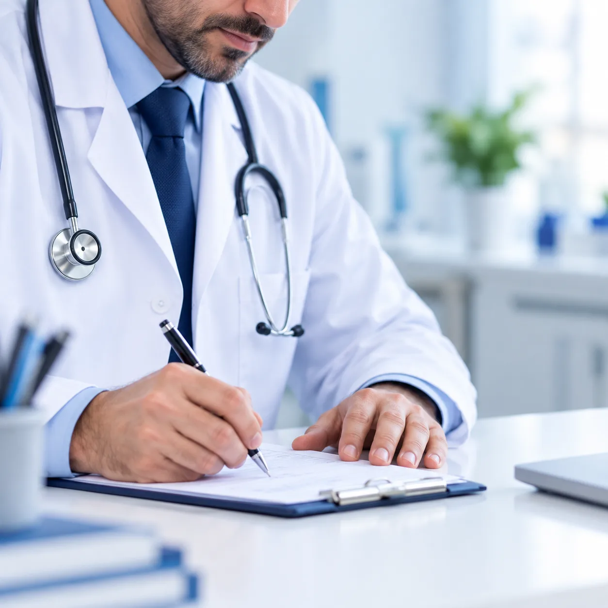 پزشک در حال کار با تبلت